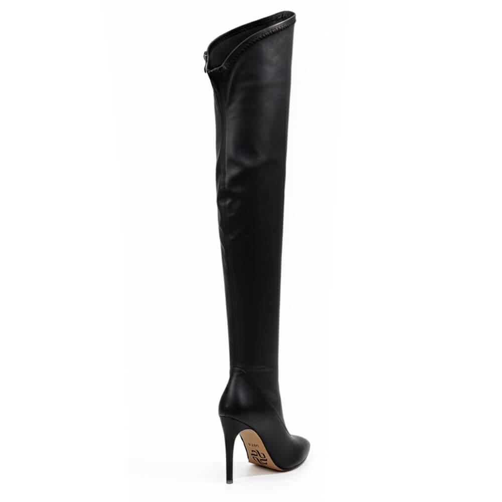 Whitneyy - Black Vegan Stretch Leather - Street Sole - Thigh Variant Two
