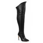 Whitneyy - Black Vegan Stretch Leather - Street Sole - Thigh Variant Three