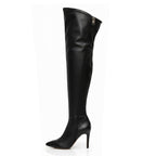 Whitneyy - Black Vegan Stretch Leather - Street Sole - Thigh Variant Three