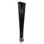 Whitneyy - Black Vegan Stretch Leather - Street Sole - Thigh Variant Three