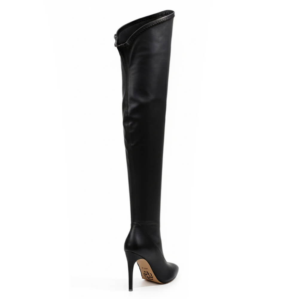 Whitneyy - Black Vegan Stretch Leather - Street Sole - Thigh Variant Three