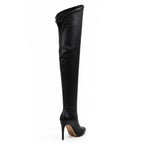 Whitneyy - Black Vegan Stretch Leather - Street Sole - Thigh Variant Three