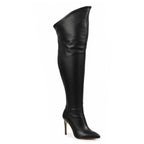 Whitneyy - Black Vegan Stretch Leather - Street Sole - Thigh Variant Four