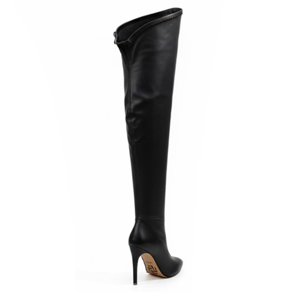 Whitneyy - Black Vegan Stretch Leather - Street Sole - Thigh Variant Four