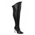 Whitneyy - Black Vegan Stretch Leather - Street Sole - Thigh Variant Five