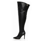 Whitneyy - Black Vegan Stretch Leather - Street Sole - Thigh Variant Five