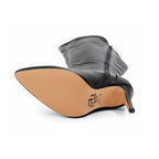 Whitneyy - Black Vegan Stretch Leather - Street Sole - Thigh Variant Five