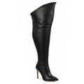 Whitneyy - Black Vegan Stretch Leather - Street Sole - Thigh Variant Six