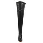 Whitneyy - Black Vegan Stretch Leather - Street Sole - Thigh Variant Six