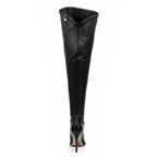 Whitneyy - Black Vegan Stretch Leather - Street Sole - Thigh Variant Six