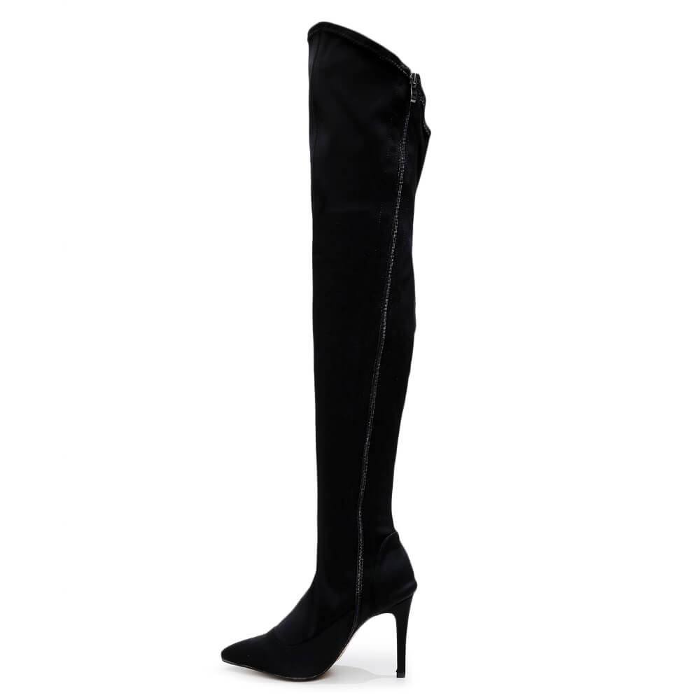 Whitneyy - Vegan Ultra Stretch Suede Black - Street Sole - Thigh Variant Zero