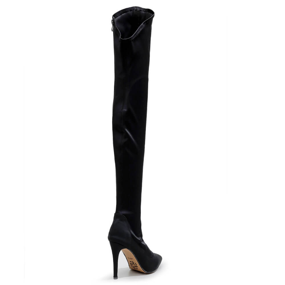 Whitneyy - Vegan Ultra Stretch Suede Black - Street Sole - Thigh Variant Zero