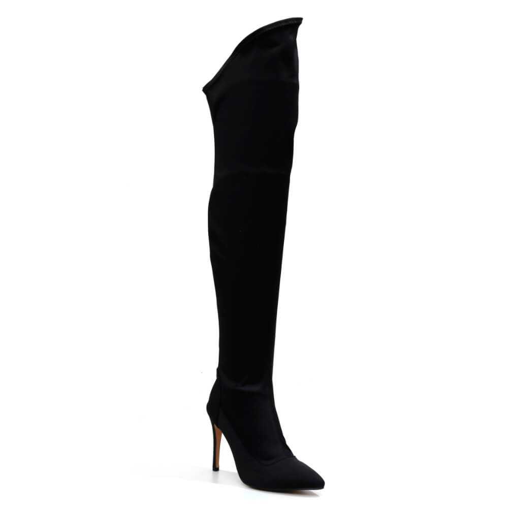 Whitneyy - Vegan Ultra Stretch Suede Black - Street Sole - Thigh Variant One