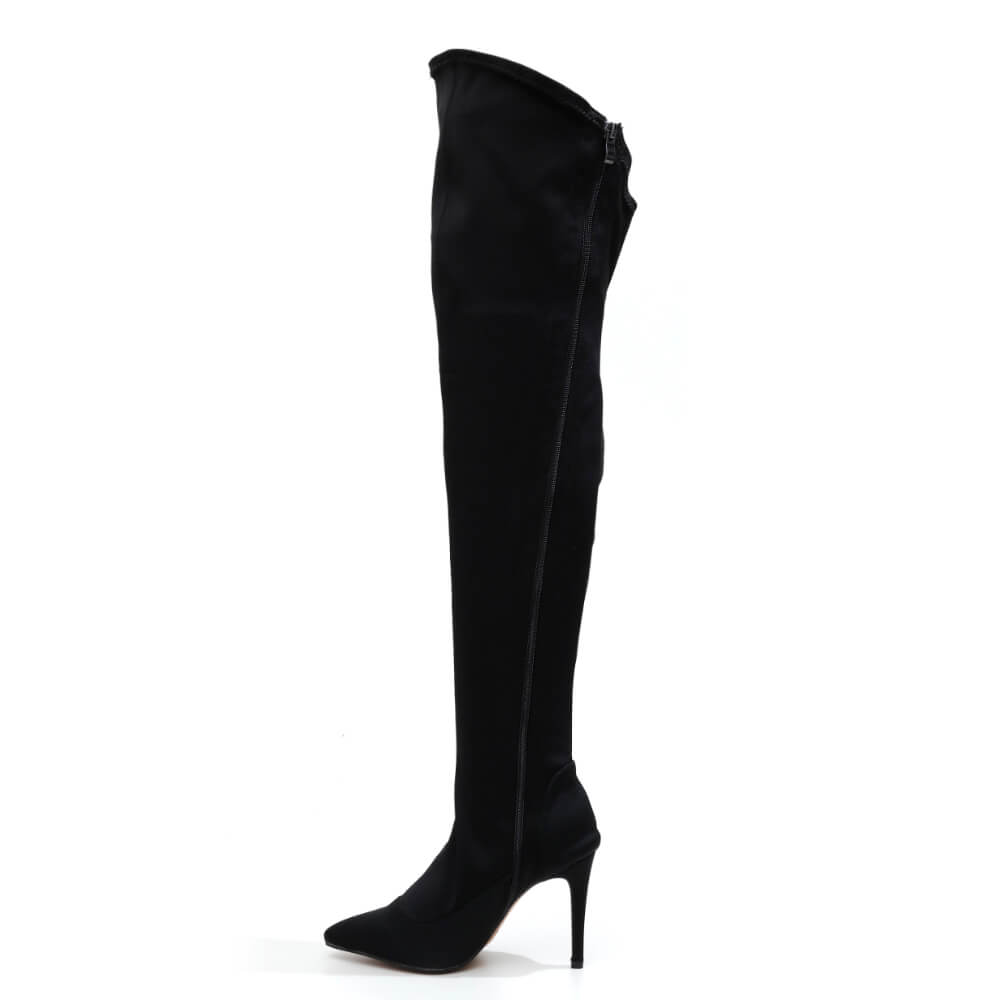 Whitneyy - Vegan Ultra Stretch Suede Black - Street Sole - Thigh Variant One