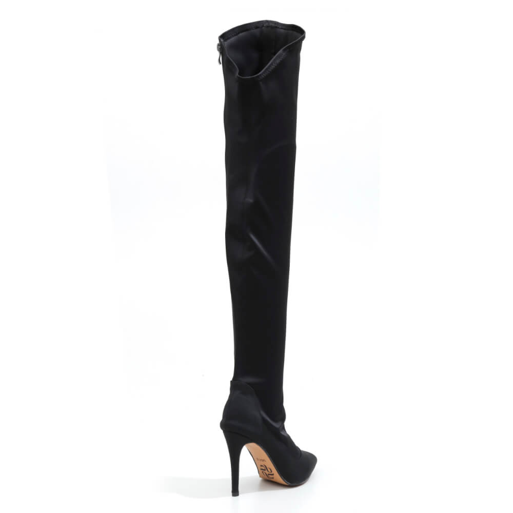 Whitneyy - Vegan Ultra Stretch Suede Black - Street Sole - Thigh Variant One