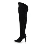 Whitneyy - Vegan Ultra Stretch Suede Black - Street Sole - Thigh Variant Two