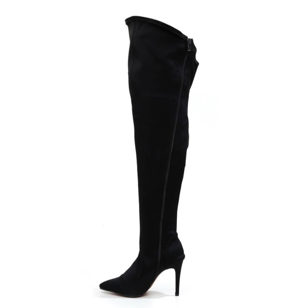 Whitneyy - Vegan Ultra Stretch Suede Black - Street Sole - Thigh Variant Two