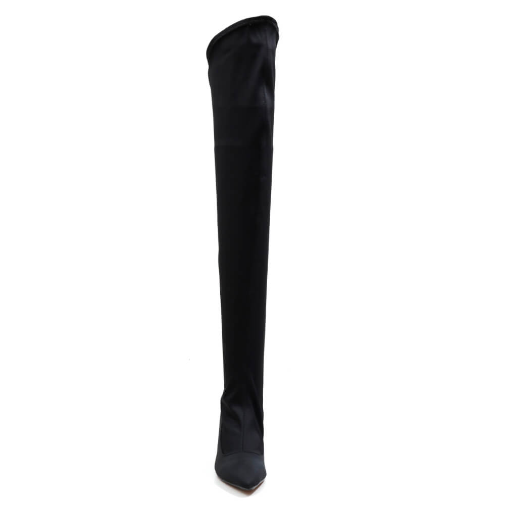 Whitneyy - Vegan Ultra Stretch Suede Black - Street Sole - Thigh Variant Two