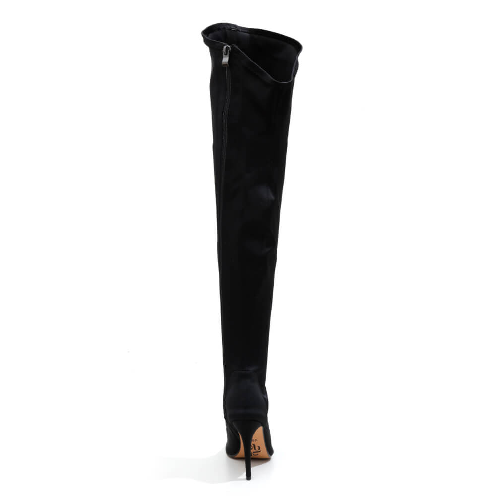 Whitneyy - Vegan Ultra Stretch Suede Black - Street Sole - Thigh Variant Two