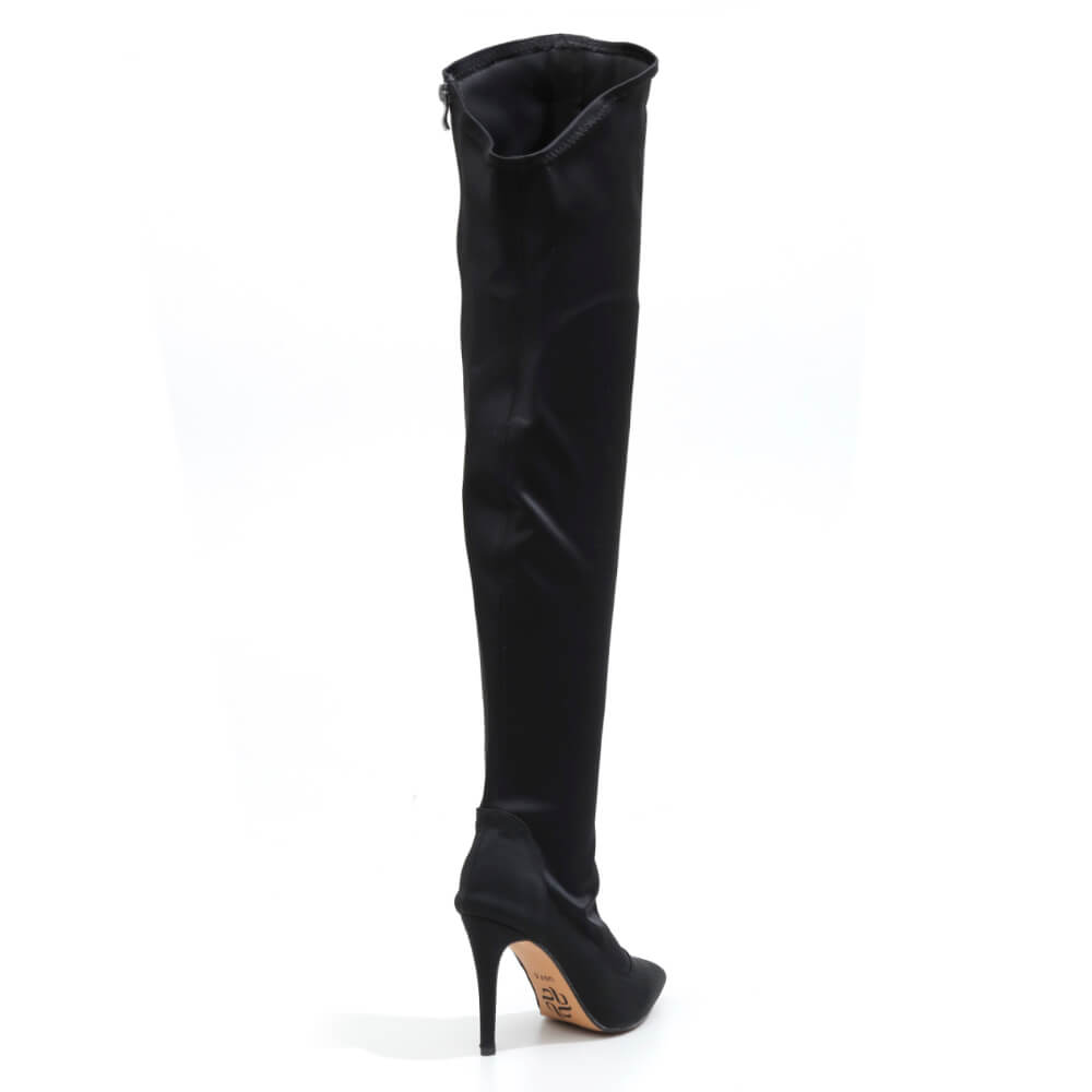 Whitneyy - Vegan Ultra Stretch Suede Black - Street Sole - Thigh Variant Two