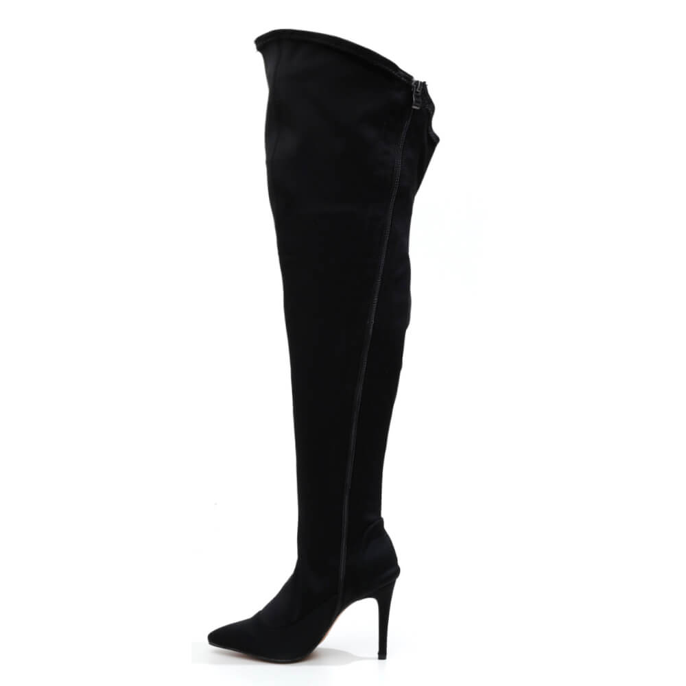 Whitneyy - Vegan Ultra Stretch Suede Black - Street Sole - Thigh Variant Three