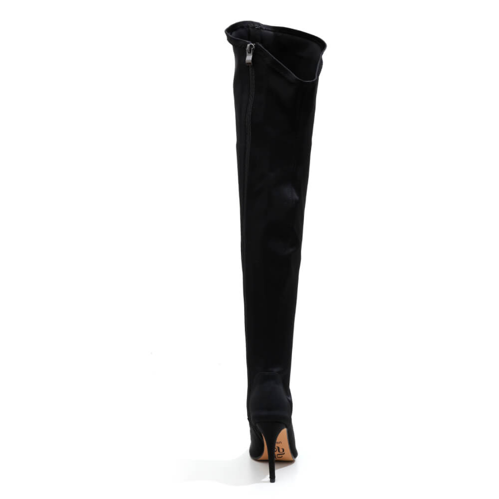 Whitneyy - Vegan Ultra Stretch Suede Black - Street Sole - Thigh Variant Three