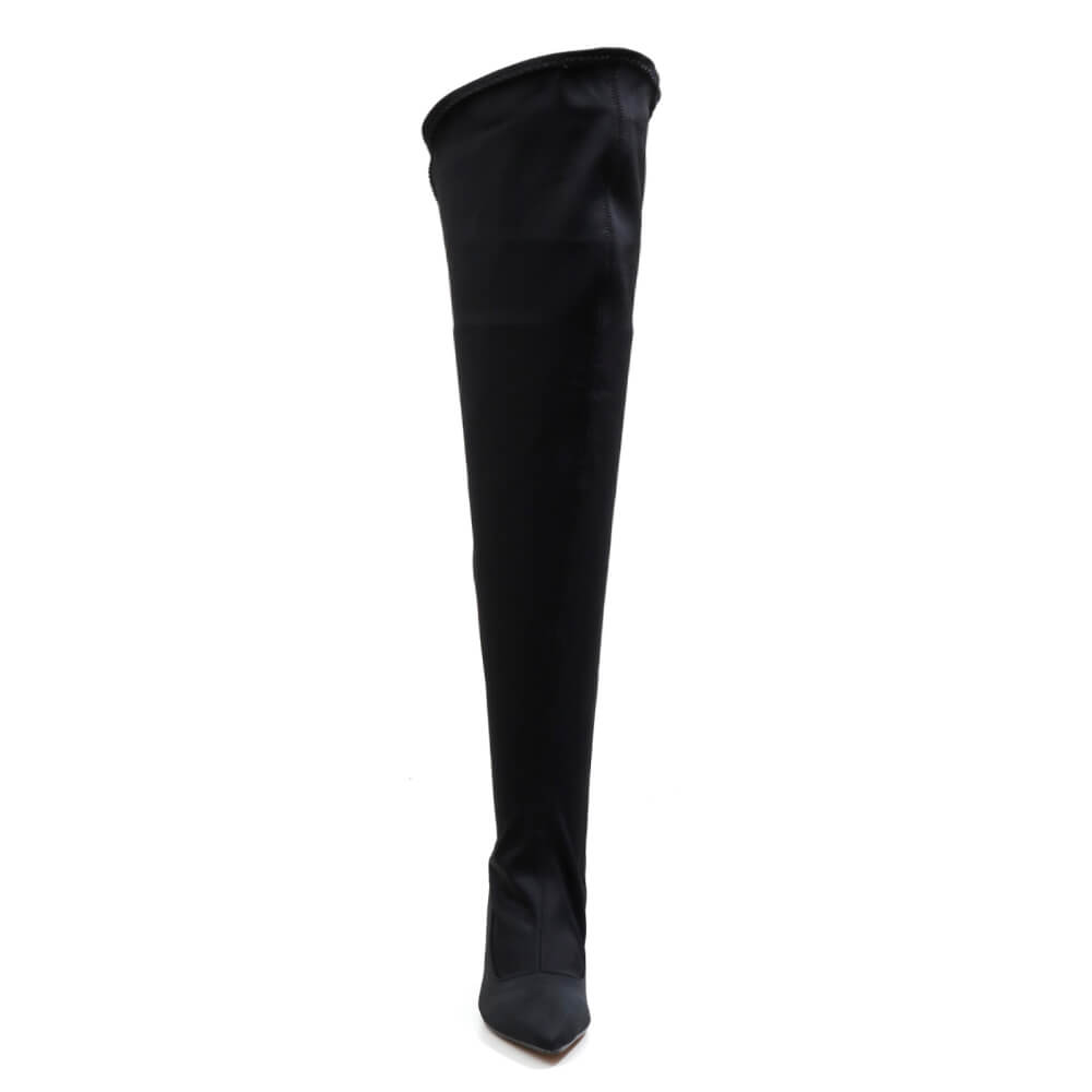 Whitneyy - Vegan Ultra Stretch Suede Black - Street Sole - Thigh Variant Five