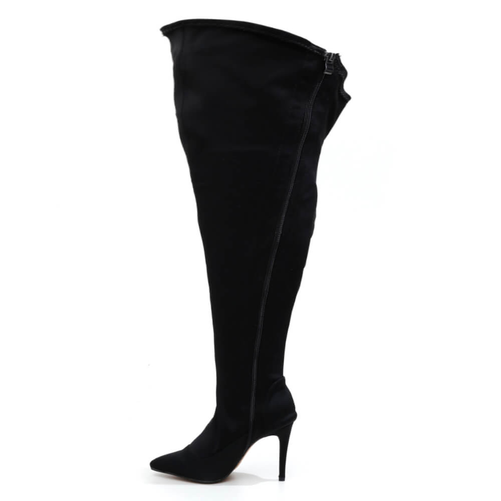 Whitneyy - Vegan Ultra Stretch Suede Black - Street Sole - Thigh Variant Six