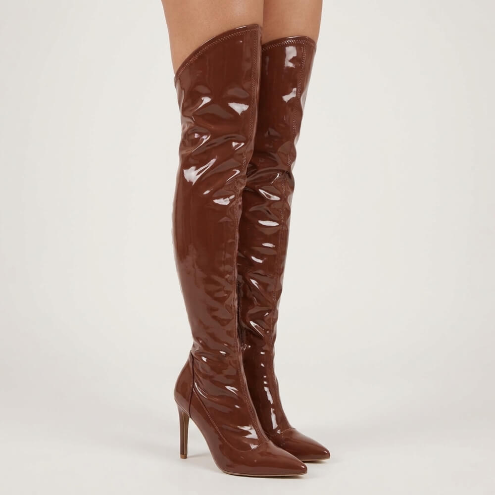Courtneyy - Cuir verni végan marron - Semelle Street - Variante cuisse zéro