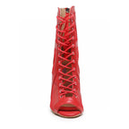 Xiomara - Red Vegan Leather - Suede Sole - Dance Floor Only