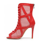 Xiomara - Red Vegan Leather - Suede Sole - Dance Floor Only