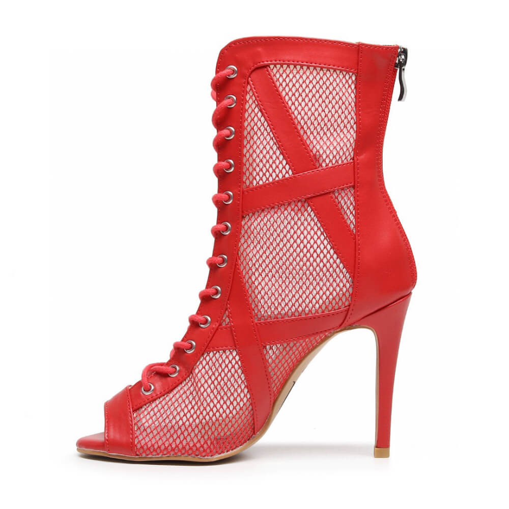 Xiomara - Red Vegan Leather - Suede Sole - Dance Floor Only