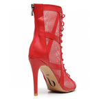 Xiomara - Red Vegan Leather - Suede Sole - Dance Floor Only