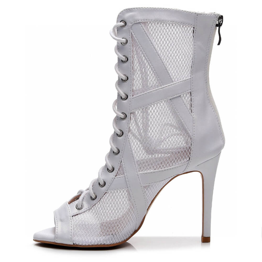 Xiomara - White Vegan Leather - Suede Sole - Dance Floor Only