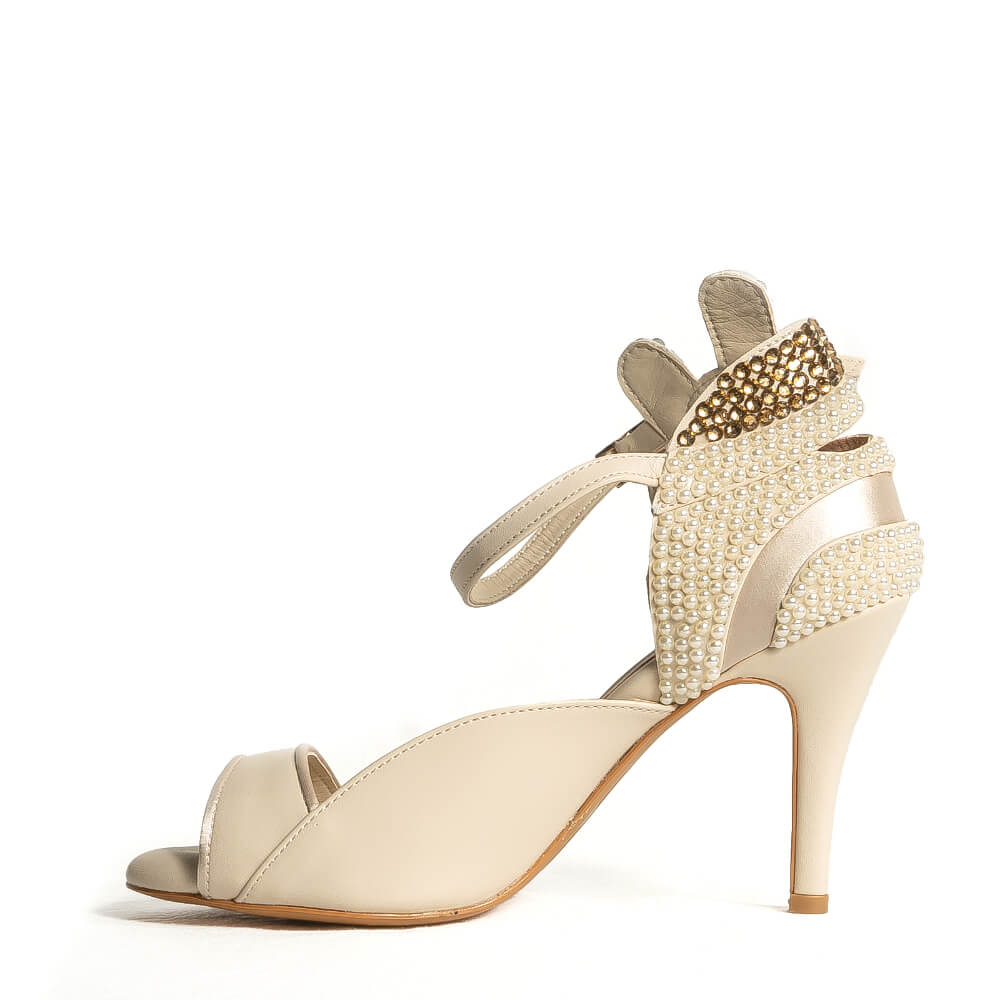 Zehra - Satin beige et cuir végan