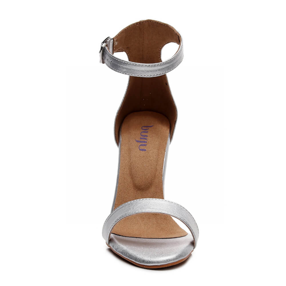 Zoé - Cuir végan argent mat - Semelle en caoutchouc