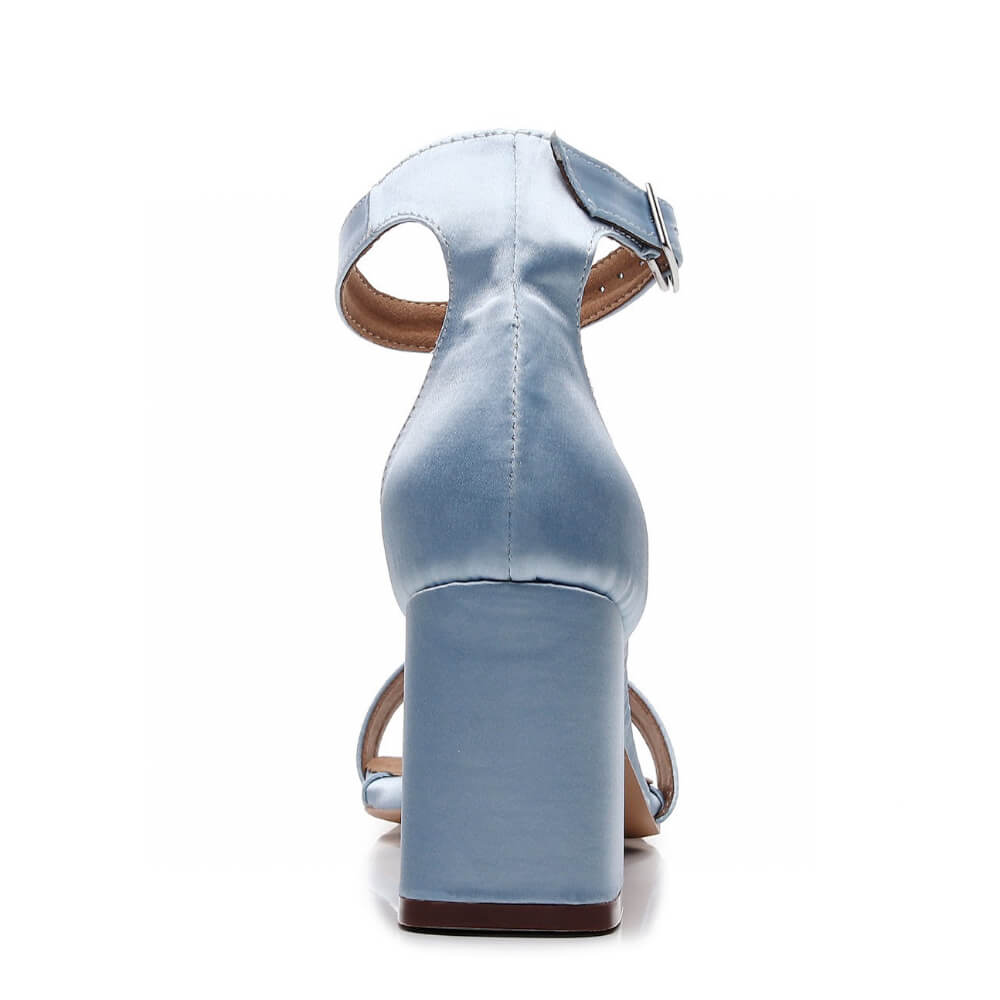 Zoe Block - Light Blue Satin - Street Sole