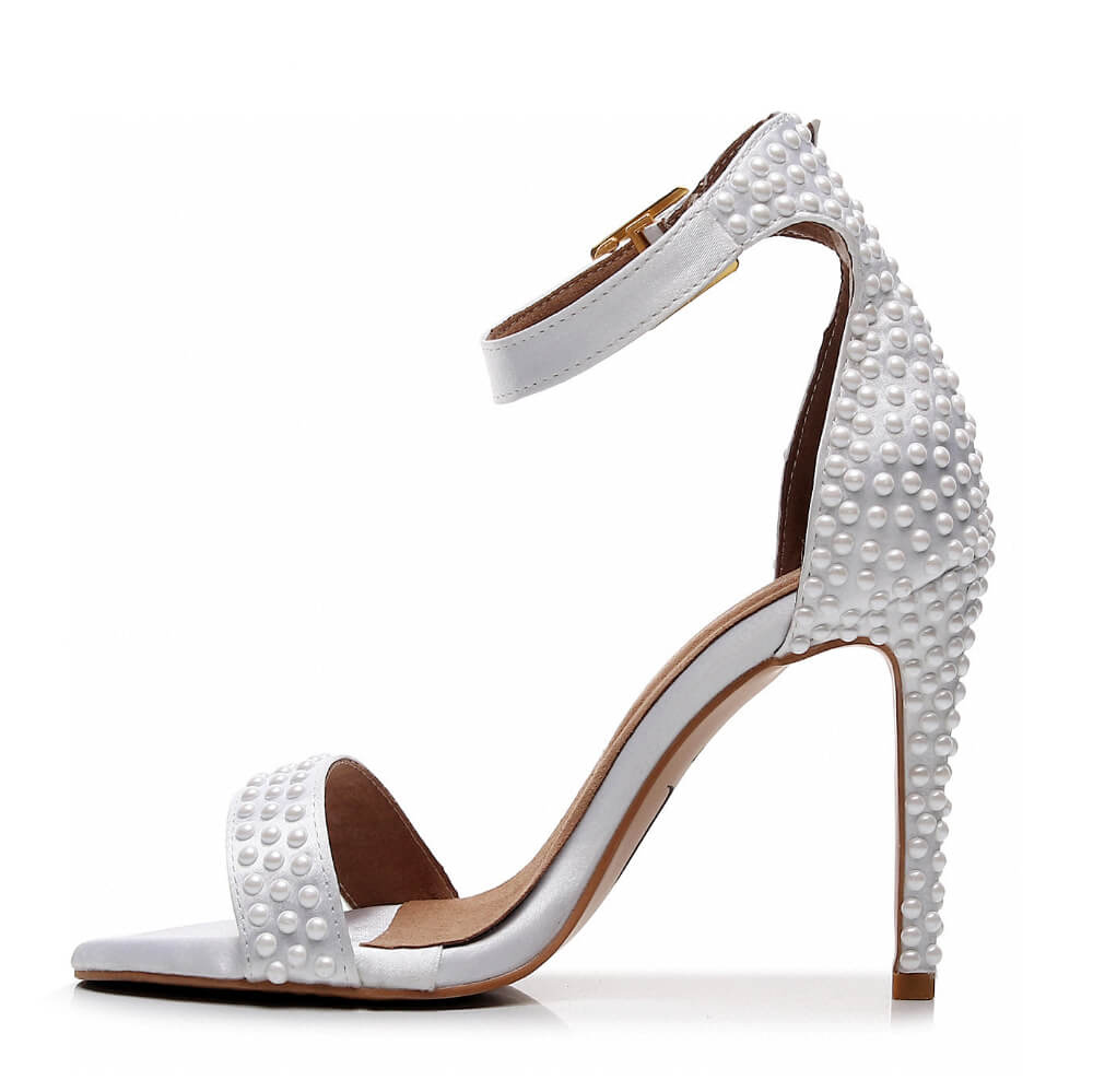 Zuri - White Satin Pearl - Street Sole