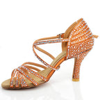 Christalina - Tan Satin - Suede Sole - Dance Floor Only