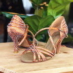 Christalina - Tan Satin - Suede Sole - Dance Floor Only