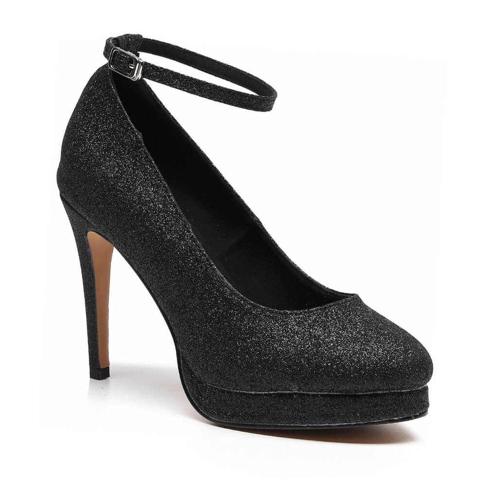 Claudine - Black Glitter - Street Sole Burju Shoes Claudine - Black Glitter - Street Sole Burju Shoes