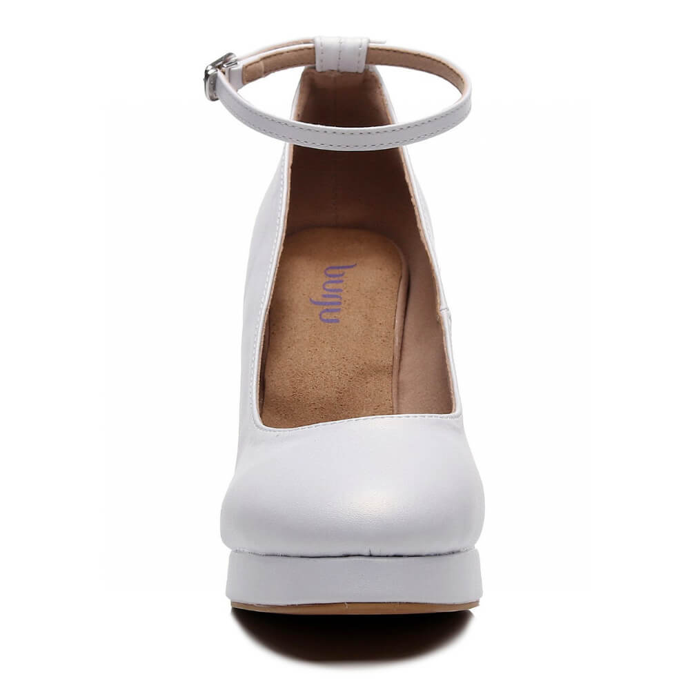 Claudine - White Vegan Leather - Street Sole