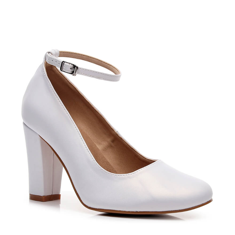 Claudine Wide Fit - White Vegan Leather - Street Sole