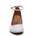 Claudine Wide Fit - White Vegan Leather - Street Sole