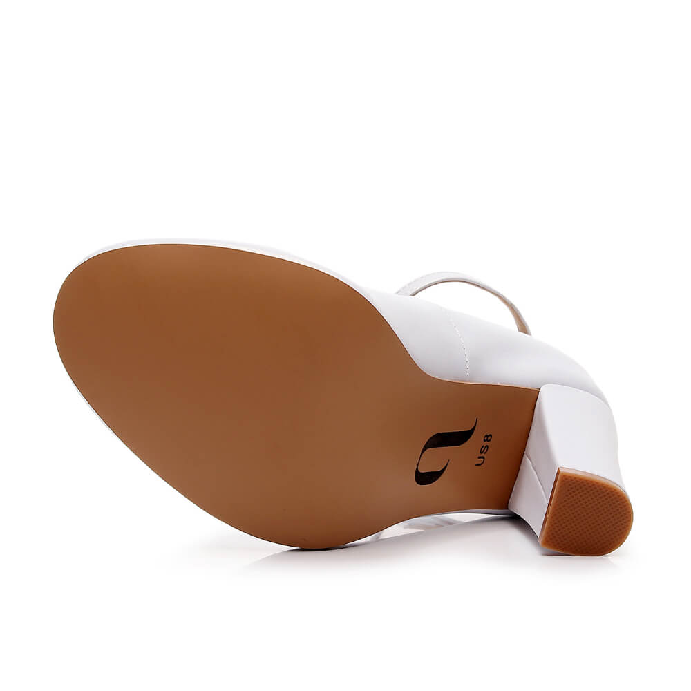 Claudine Wide Fit - White Vegan Leather - Street Sole