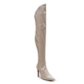 Courtneyy - Beige Vegan Patent - Street Sole - Thigh Variant Zero