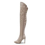 Courtneyy - Beige Vegan Patent - Street Sole - Thigh Variant Zero