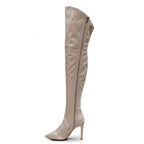 Courtneyy - Beige Vegan Patent - Street Sole - Thigh Variant One