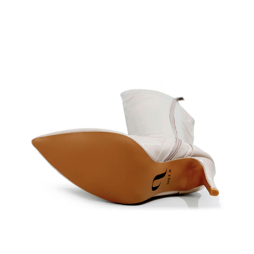 Courtneyy - Beige Vegan Patent - Street Sole - Thigh Variant One