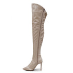 Courtneyy - Beige Vegan Patent - Street Sole - Thigh Variant Two